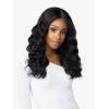 image:imageSensationnel Butta Lace Hhm Wigs  Deep Wave 20 Inch Human Hair Blend Extra Wide 5 Inch Parting Preplucked Hairline Glueless Lacefront BALAYAGECARAMELMPWINE