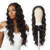 image:imageSensationnel Butta Lace Hhm Wigs  Loose Crimp 28 Inch Human Hair Blend Extra Wide 5 Inch Parting Preplucked Hairline Glueless Lacefront BALAYAGEPLATINUMFLAMBOYAGESAND
