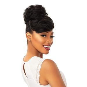 image:imageSensationnel Instant Bun With Bang  Carla Synthetic Up Do Wig Piece 1 JETBLACK4 MEDBROWN