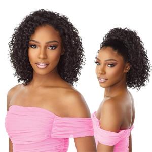 image:imageSensationnel Instant Weave Half Wig  14 Synthetic Blendwig Adjustable Drawstring for Seamless Hair Blending 1 JETBLACK1 JETBLACK