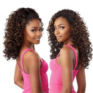 image:imageSensationnel Instant Weave Half Wig  17 Synthetic Blendwig Adjustable Drawstring for Seamless Hair Blending 1 JETBLACK2 DARKBROWN