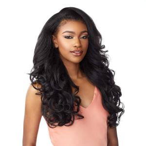 image:imageSensationnel Instant Weave Half Wig  3 Synthetic Blendwig Adjustable Drawstring for Seamless Hair Blending 1 JETBLACK2 DARKBROWN