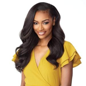 image:imageSensationnel Instant Weave Half Wig  4 Synthetic Blendwig Adjustable Drawstring for Seamless Hair Blending 1 JETBLACKT2BG