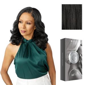 image:imageSensationnel Platinum Glow 13X6 Wig  Nadine Lacefrontal Glueless human hair blend Preplucked Hairline 1 JETBLACKSHIMMERINGSILVER