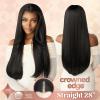 image:imageSensationnel Crowned Edge Widows Peak Lacewig  Straight 28 Inch Glueless 13x5 HD Lace Frontal Synthetic Wig with Preplucked Preshaped Hairline 1 JETBLACKBALAYAGECHOCOLATE