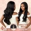 image:imageSensationnel Crowned Edge Widows Peak Lacewig  Wavy 26 Inch Glueless 13x5 HD Lace Frontal Synthetic Wig with Preplucked Preshaped Hairline 1 JETBLACK2 DARKBROWN