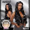 image:imageSensationnel HexDoll 13X4 Lace Wig  Roxane Lacefrontal Glueless Synthetic with Natural Density Preplucked Hairline 1 JETBLACK2 DARKBROWN
