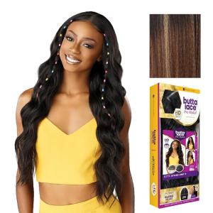 image:imageSensationnel Butta Lace Prestyled Wigs  Unit 9 Glueless 13x4 Hand Tied Lace Frontal Synthetic Preplucked Hairline 1 JETBLACKBALAYAGECARAMEL