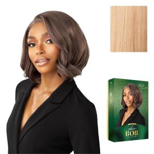 image:imageSensationnel Chicbob Lace Frontwig  Bob Unit 10 Face Framing Glueless Wig Wide 5 Inch Deep Part Synthetic Preplucked Hairline 1 JETBLACKASHPEACHBLONDE