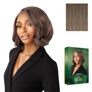 image:imageSensationnel Chicbob Lace Frontwig  Bob Unit 10 Face Framing Glueless Wig Wide 5 Inch Deep Part Synthetic Preplucked Hairline 1 JETBLACKMUSHROOMASHBLONDE