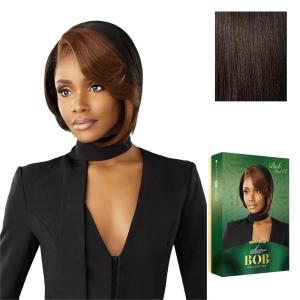 image:imageSensationnel Chicbob Lace Frontwig  Bob Unit 11 Face Framing Glueless Wig Wide 5 Inch Deep Part Synthetic Preplucked Hairline 1 JETBLACK2 DARKBROWN