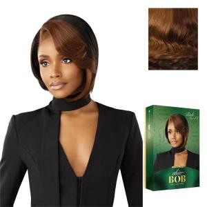 image:imageSensationnel Chicbob Lace Frontwig  Bob Unit 11 Face Framing Glueless Wig Wide 5 Inch Deep Part Synthetic Preplucked Hairline 1 JETBLACKCOLORFLIPCARAMEL