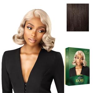 image:imageSensationnel Chicbob Lace Frontwig  Lob Unit 11 Face Framing Glueless Wig Wide 5 Inch Deep Part Synthetic Preplucked Hairline 1 JETBLACK2 DARKBROWN
