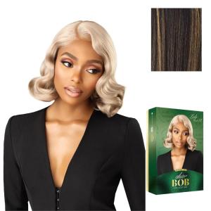 image:imageSensationnel Chicbob Lace Frontwig  Lob Unit 11 Face Framing Glueless Wig Wide 5 Inch Deep Part Synthetic Preplucked Hairline 1 JETBLACKBALAYAGEGOLD