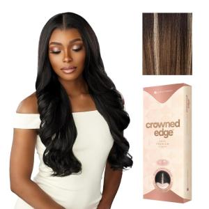 image:imageSensationnel Crowned Edge Widows Peak Lacewig  Wavy 26 Inch Glueless 13x5 HD Lace Frontal Synthetic Wig with Preplucked Preshaped Hairline 1 JETBLACKBALAYAGEMOCHA
