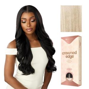 image:imageSensationnel Crowned Edge Widows Peak Lacewig  Wavy 26 Inch Glueless 13x5 HD Lace Frontal Synthetic Wig with Preplucked Preshaped Hairline 1 JETBLACKVANILLABLONDE