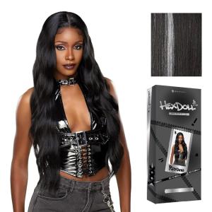 image:imageSensationnel HexDoll 13X4 Lace Wig  Roxane Lacefrontal Glueless Synthetic with Natural Density Preplucked Hairline 1 JETBLACKBALAYAGEPLATINUM