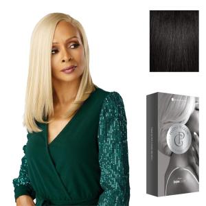 image:imageSensationnel Platinum Glow 13X6 Wig  Emmeline Lacefrontal Glueless human hair blend Preplucked Hairline 1 JETBLACK1B OFFBLACK