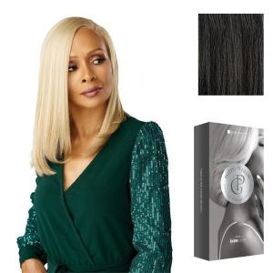 image:imageSensationnel Platinum Glow 13X6 Wig  Emmeline Lacefrontal Glueless human hair blend Preplucked Hairline 1 JETBLACKSHIMMERINGSILVER