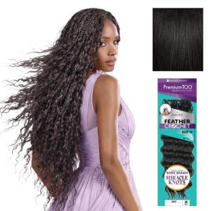 image:imageSensationnel PremToo Feather Crochet Braidinghair  Deep Human Hair Blend with Pre Seperated Strands for Boho Braids and Miracle Knots 14 inch 1 JETBLACK1B OFFBLACK