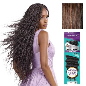 image:imageSensationnel PremToo Feather Crochet Braidinghair  Deep Human Hair Blend with Pre Seperated Strands for Boho Braids and Miracle Knots 14 inch 1 JETBLACKS1B30