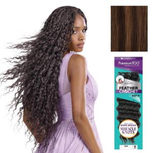 image:imageSensationnel PremToo Feather Crochet Braidinghair  Deep Human Hair Blend with Pre Seperated Strands for Boho Braids and Miracle Knots 14 inch 1 JETBLACKS430