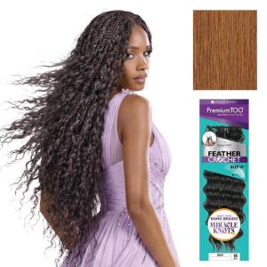 image:imageSensationnel PremToo Feather Crochet Braidinghair  Deep Human Hair Blend with Pre Seperated Strands for Boho Braids and Miracle Knots 14 inch 1 JETBLACK30 LIGHTAUBURN