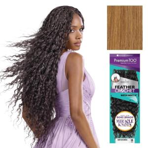 image:imageSensationnel PremToo Feather Crochet Braidinghair  Water Wave Human Hair Blend with Pre Seperated Strands for Boho Braids and Miracle Knots 14 inch 1 JETBLACK27 HONEYBLONDE