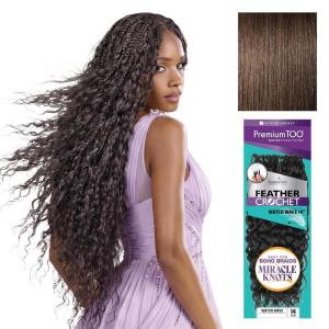 image:imageSensationnel PremToo Feather Crochet Braidinghair  Water Wave Human Hair Blend with Pre Seperated Strands for Boho Braids and Miracle Knots 14 inch 1 JETBLACK4 MEDBROWN
