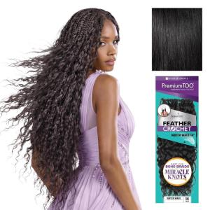 image:imageSensationnel PremToo Feather Crochet Braidinghair  Water Wave Human Hair Blend with Pre Seperated Strands for Boho Braids and Miracle Knots 14 inch 1 JETBLACK1 JETBLACK