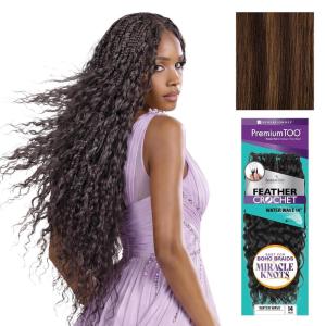 image:imageSensationnel PremToo Feather Crochet Braidinghair  Water Wave Human Hair Blend with Pre Seperated Strands for Boho Braids and Miracle Knots 14 inch 1 JETBLACKS430