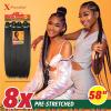 image:imageSensationnel Xpression Prestretched Braiding Hair  8x Braid 58 Inch All Kanekalon Flame Retardant Synthetic for Box Braids and Twists 1 JETBLACK27 HONEYBLONDE