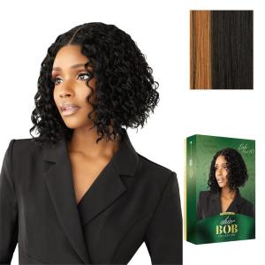 image:imageSensationnel Chicbob Lace Frontwig  Lob Unit 10 Face Framing Glueless Wig Wide 5 Inch Deep Part Synthetic Preplucked Hairline 1 JETBLACKHALOBLOCKALMOND