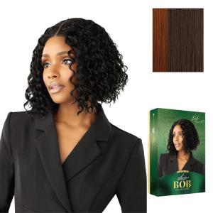 image:imageSensationnel Chicbob Lace Frontwig  Lob Unit 10 Face Framing Glueless Wig Wide 5 Inch Deep Part Synthetic Preplucked Hairline 1 JETBLACKHALOBLOCKCINNAMON