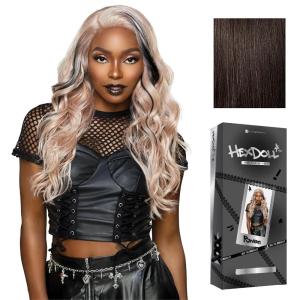 image:imageSensationnel HexDoll 13X4 Lace Wig  Raven Lacefrontal Glueless Synthetic with Natural Density Preplucked Hairline 1 JETBLACK2 DARKBROWN
