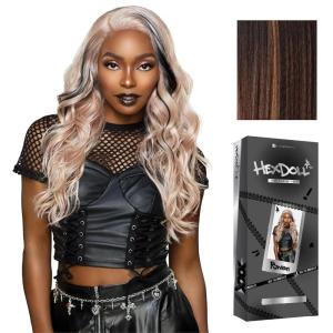 image:imageSensationnel HexDoll 13X4 Lace Wig  Raven Lacefrontal Glueless Synthetic with Natural Density Preplucked Hairline 1 JETBLACKBALAYAGECHOCOLATE