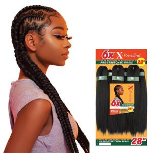 image:imageSensationnel Xpression Prestretched Braiding Hair  6x Braid 28 Inch All Kanekalon Flame Retardant Synthetic for Box Braids and Twists 1 JETBLACK2 DARKBROWN