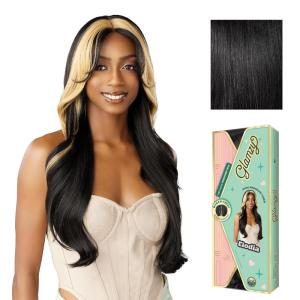 image:imageSensationnel Glamzy Lace Part Wig  Elodia Glueless Hand Tied Wider V Parting Synthetic Hair 1 JETBLACK1 JETBLACK