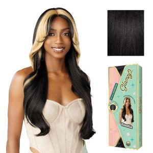 image:imageSensationnel Glamzy Lace Part Wig  Elodia Glueless Hand Tied Wider V Parting Synthetic Hair 1 JETBLACK1B OFFBLACK