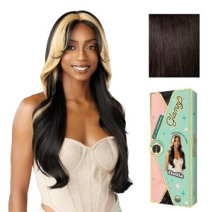 image:imageSensationnel Glamzy Lace Part Wig  Elodia Glueless Hand Tied Wider V Parting Synthetic Hair 1 JETBLACK2 DARKBROWN