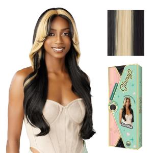 image:imageSensationnel Glamzy Lace Part Wig  Elodia Glueless Hand Tied Wider V Parting Synthetic Hair 1 JETBLACKHB127