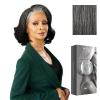 image:imageSensationnel Platinum Glow 13X6 Wig  Adeline Lacefrontal Glueless Pre Cut Lace human hair blend Preplucked Hairline 1 JETBLACKSTEELGRAY