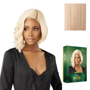 image:imageSensationnel Chicbob Lace Frontwig  Bob Unit 12 Face Framing Glueless Wig Wide 5 Inch Deep Part Synthetic Preplucked Hairline 1 JETBLACKPEARLBLONDE