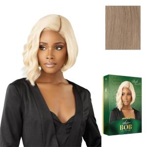 image:imageSensationnel Chicbob Lace Frontwig  Bob Unit 12 Face Framing Glueless Wig Wide 5 Inch Deep Part Synthetic Preplucked Hairline 1 JETBLACKSMOKYLAVENDER