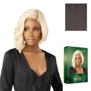 image:imageSensationnel Chicbob Lace Frontwig  Bob Unit 12 Face Framing Glueless Wig Wide 5 Inch Deep Part Synthetic Preplucked Hairline 1 JETBLACKSMOKYRICHBROWN