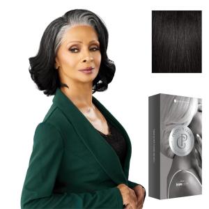image:imageSensationnel Platinum Glow 13X6 Wig  Adeline Lacefrontal Glueless Pre Cut Lace human hair blend Preplucked Hairline 1 JETBLACK1B OFFBLACK