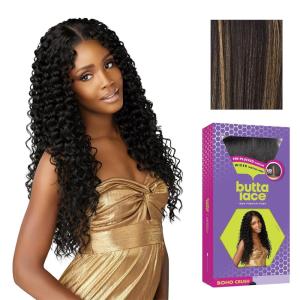 image:imageSensationnel Butta Lace Wigs  Boho Crush Extra Wide 5 Inch Deep Parting Synthetic Preplucked Hairline Glueless Lacefront 1 JETBLACKBALAYAGEGOLD