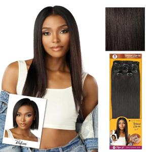 image:imageSensationnel Curls Kinksandco Clip in  1a Clique 18 inch Humanhair 9 Piece Pack Easy to Use Clips for Natural 3c to 4c hair NATURALNATURAL