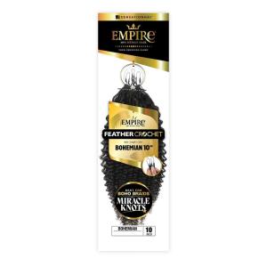 image:imageSensationnel Empire Feather Crochet Braiding Hair  Bohemian Humanhair for Boho Braids and Miracle Knots Pre Separated 50 strands 10 inch 1 JETBLACK1B OFFBLACK