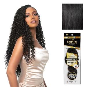 image:imageSensationnel Empire Feather Crochet Braiding Hair  Body Wave Humanhair for Boho Braids and Miracle Knots Pre Separated 50 strands 10 inch 1 JETBLACK1 JETBLACK